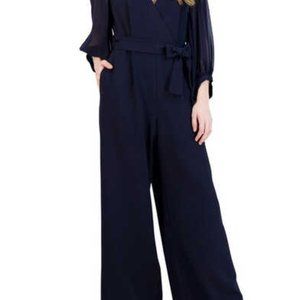 Donna Ricco Long Sleeve Wrap Jumpsuit